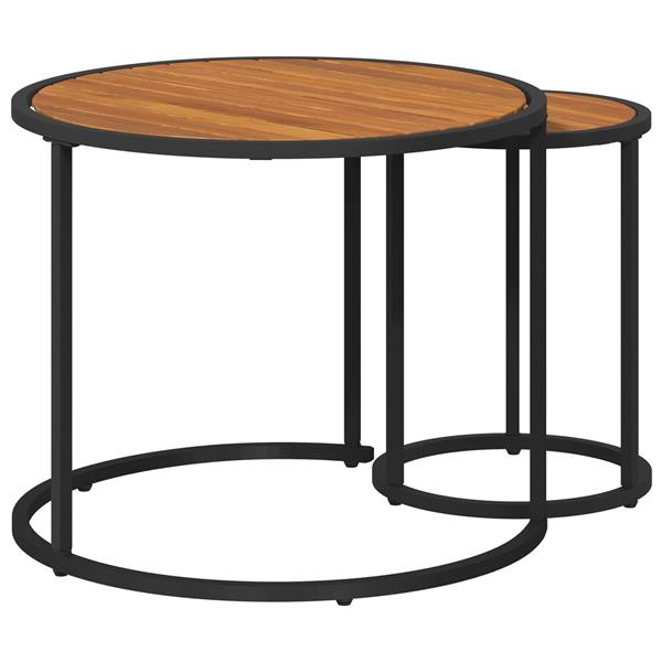 Grote foto vidaxl salontafelset 2 delig naturel en zwart massief acaciahout huis en inrichting eettafels