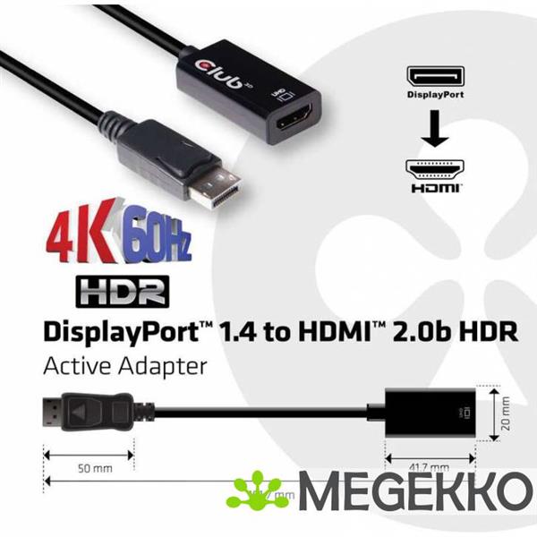 Grote foto club3d displayport 1.4 to hdmi 2.0b hdr active adapter computers en software overige computers en software