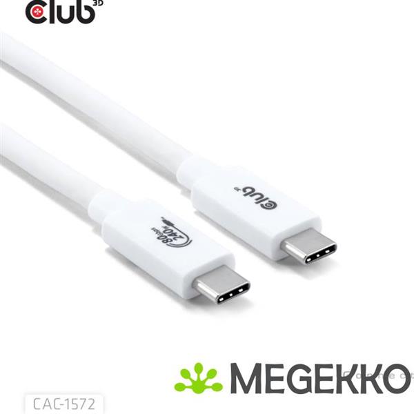Grote foto club3d usb 80gbps certified 240w 8k240hz type c 1.2m 3.94ft white cable computers en software overige computers en software