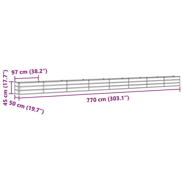 Grote foto vidaxl plantenbak antraciet 770 x 50 x 45 cm gegalvaniseerd staal tuin en terras overige tuin en terras