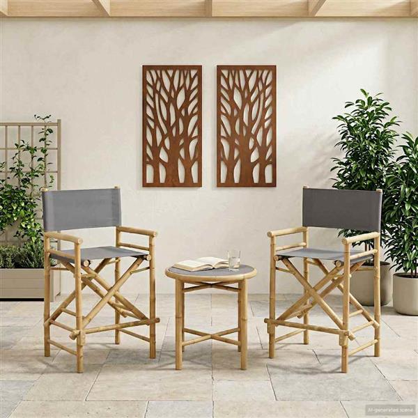 Grote foto vidaxl vouwbare regisseursstoel 2 pcs naturel 58 x 48 x 115 cm bamboe tuin en terras tuinmeubelen