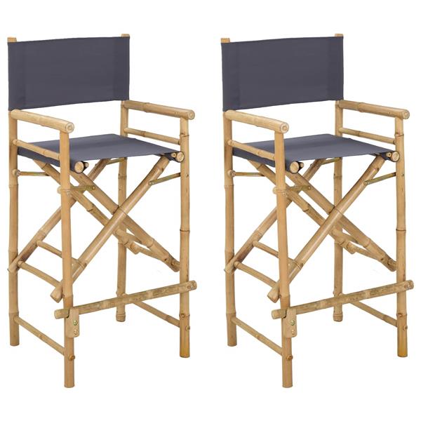 Grote foto vidaxl vouwbare regisseursstoel 2 pcs naturel 58 x 48 x 115 cm bamboe tuin en terras tuinmeubelen