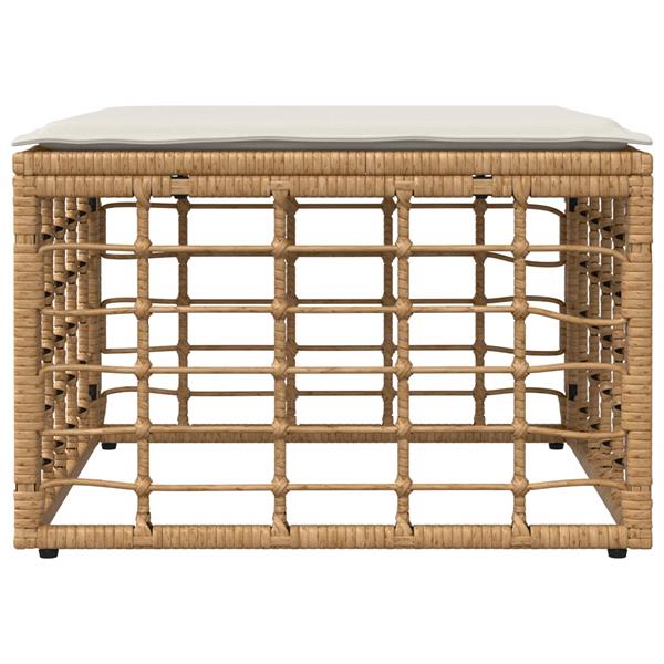 Grote foto vidaxl tuinvoetenbank met kussen naturel 55 x 55 x 37 cm poly rattan tuin en terras tuinmeubelen