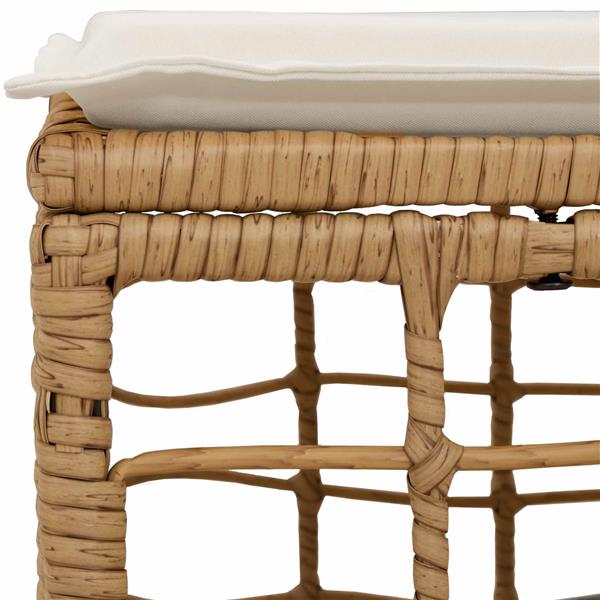 Grote foto vidaxl tuinvoetenbank met kussen naturel 55 x 55 x 37 cm poly rattan tuin en terras tuinmeubelen