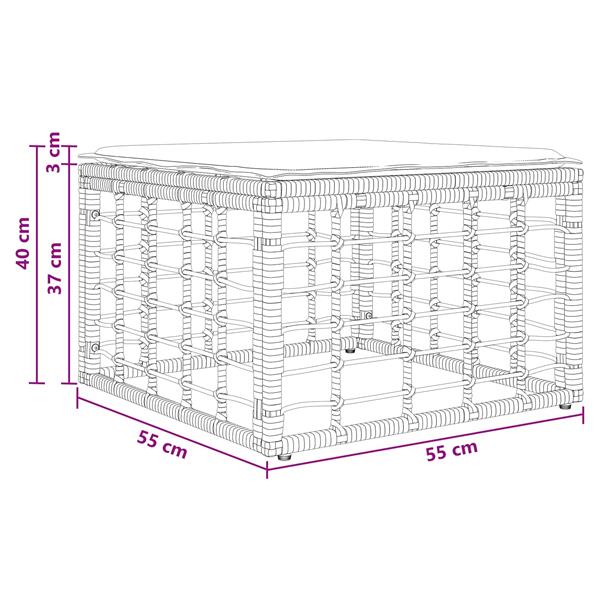 Grote foto vidaxl tuinvoetenbank met kussen naturel 55 x 55 x 37 cm poly rattan tuin en terras tuinmeubelen