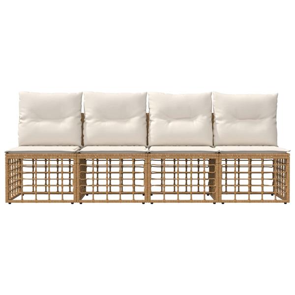 Grote foto vidaxl 4 zits tuin sofa armloos met kussen 4 pcs naturel poly rattan tuin en terras tuinmeubelen