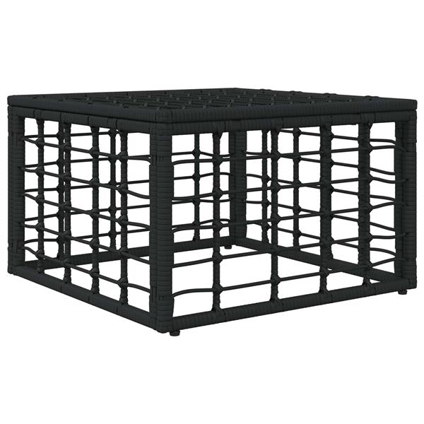 Grote foto vidaxl tuinvoetenbank met kussen zwart 55 x 55 x 37 cm poly rattan tuin en terras tuinmeubelen