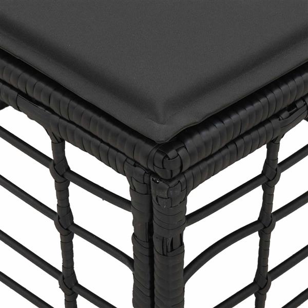 Grote foto vidaxl tuinvoetenbank met kussen zwart 55 x 55 x 37 cm poly rattan tuin en terras tuinmeubelen