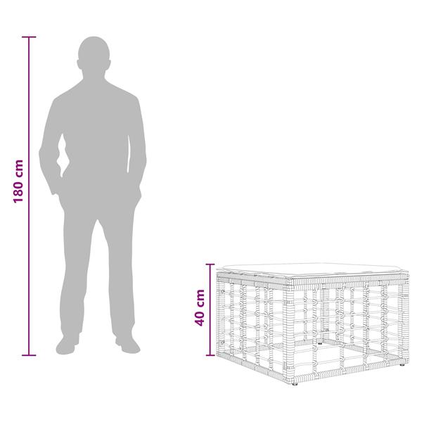 Grote foto vidaxl tuinvoetenbank met kussen zwart 55 x 55 x 37 cm poly rattan tuin en terras tuinmeubelen