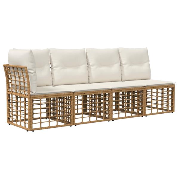 Grote foto vidaxl 4 zits tuin sofa met linker arm 4 pcs naturel poly rattan tuin en terras tuinmeubelen