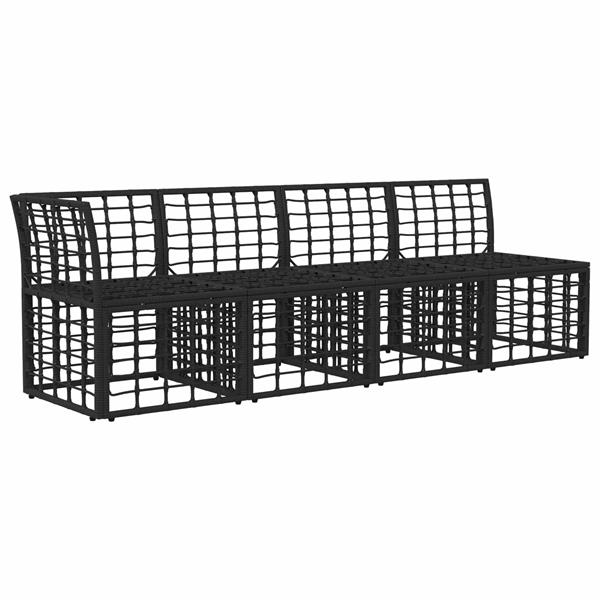 Grote foto vidaxl 4 zits tuin sofa met linker arm 4 pcs zwart poly rattan tuin en terras tuinmeubelen