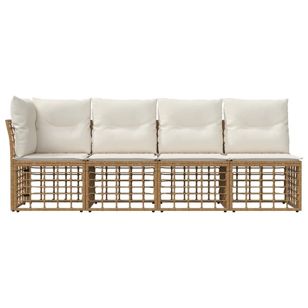 Grote foto vidaxl 4 zits tuin sofa met linker arm 4 pcs naturel poly rattan tuin en terras tuinmeubelen