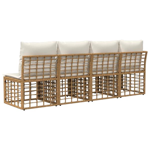 Grote foto vidaxl 4 zits tuin sofa met linker arm 4 pcs naturel poly rattan tuin en terras tuinmeubelen