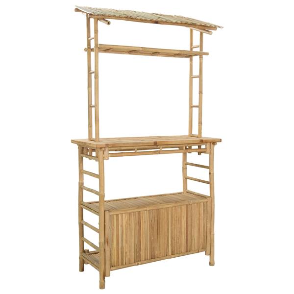 Grote foto vidaxl buiten bartafel met opslag naturel 110 x 50 x 210 cm bamboe tuin en terras tuinmeubelen