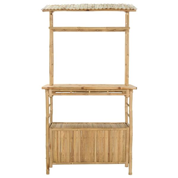 Grote foto vidaxl buiten bartafel met opslag naturel 110 x 50 x 210 cm bamboe tuin en terras tuinmeubelen