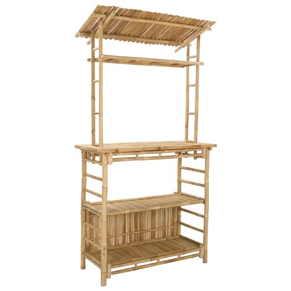 Grote foto vidaxl buiten bartafel met opslag naturel 110 x 50 x 210 cm bamboe tuin en terras tuinmeubelen