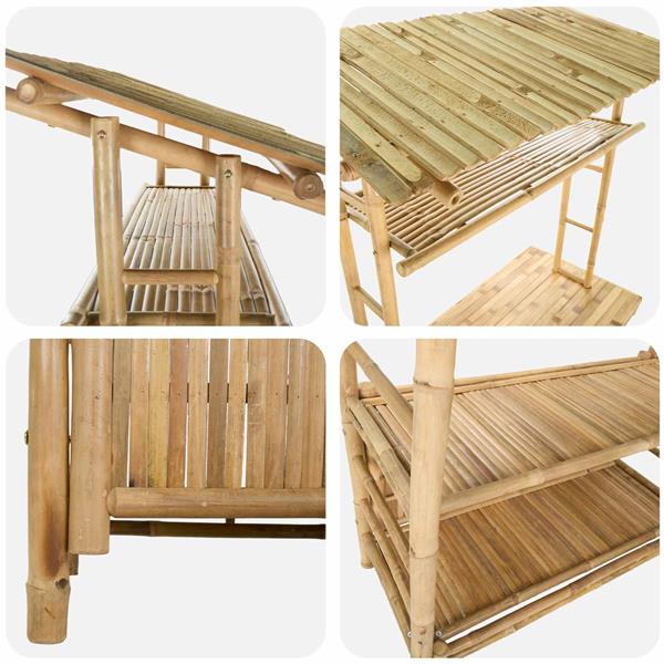 Grote foto vidaxl buiten bartafel met opslag naturel 110 x 50 x 210 cm bamboe tuin en terras tuinmeubelen