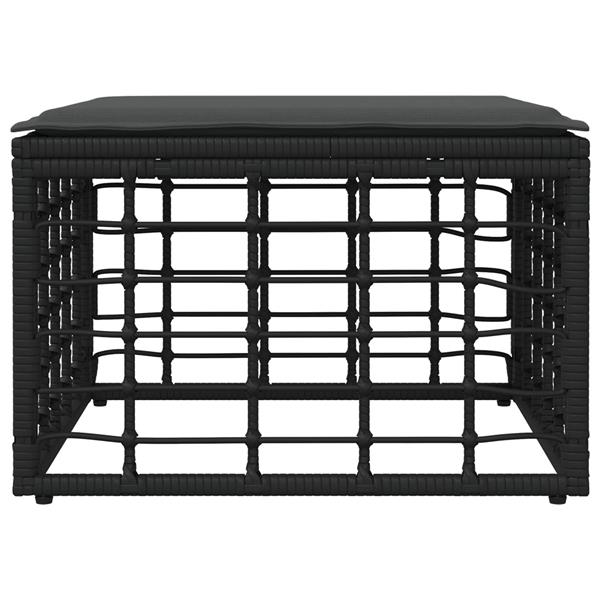 Grote foto vidaxl tuinvoetenbank met kussen zwart 55 x 55 x 37 cm poly rattan tuin en terras tuinmeubelen