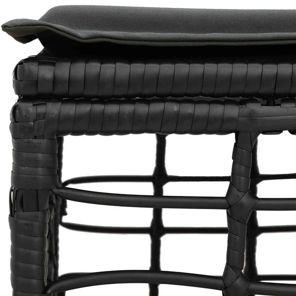 Grote foto vidaxl tuinvoetenbank met kussen zwart 55 x 55 x 37 cm poly rattan tuin en terras tuinmeubelen