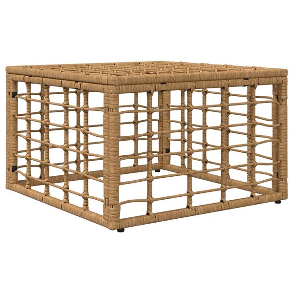 Grote foto vidaxl tuinvoetenbank met kussen naturel 55 x 55 x 37 cm poly rattan tuin en terras tuinmeubelen