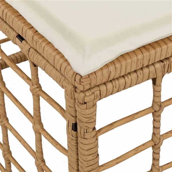 Grote foto vidaxl tuinvoetenbank met kussen naturel 55 x 55 x 37 cm poly rattan tuin en terras tuinmeubelen