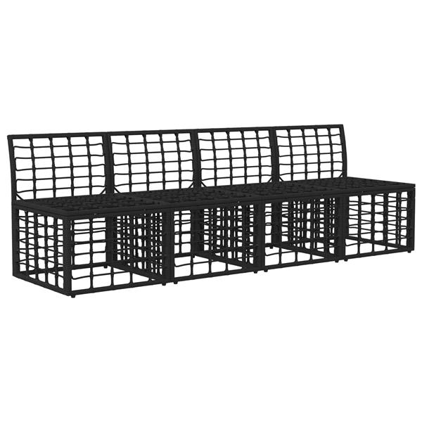 Grote foto vidaxl 4 zits tuin sofa armloos met kussen 4 pcs zwart poly rattan tuin en terras tuinmeubelen