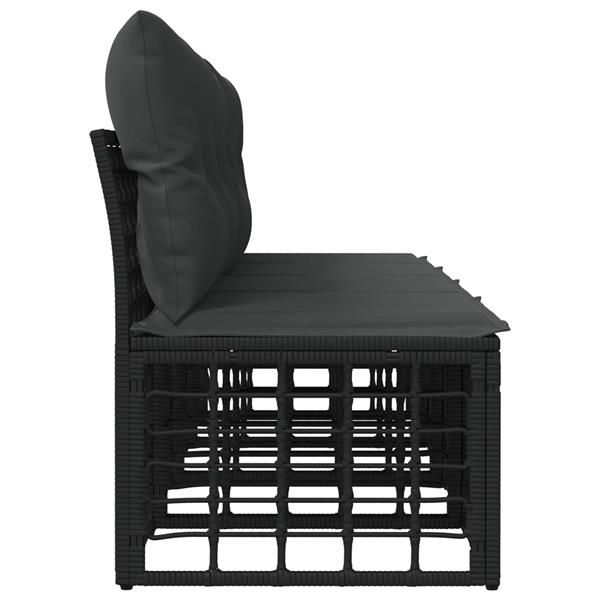 Grote foto vidaxl 4 zits tuin sofa armloos met kussen 4 pcs zwart poly rattan tuin en terras tuinmeubelen