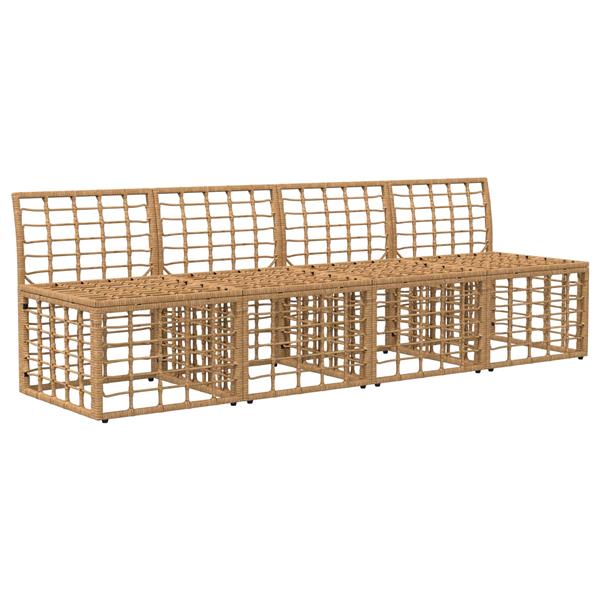 Grote foto vidaxl 4 zits tuin sofa armloos met kussen 4 pcs naturel poly rattan tuin en terras tuinmeubelen
