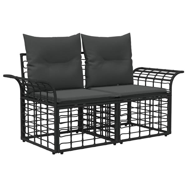 Grote foto vidaxl buiten loveseat 2 pcs zwart en donkergrijs poly rattan tuin en terras tuinmeubelen