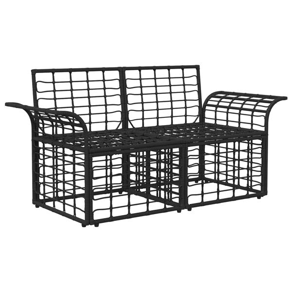 Grote foto vidaxl buiten loveseat 2 pcs zwart en donkergrijs poly rattan tuin en terras tuinmeubelen