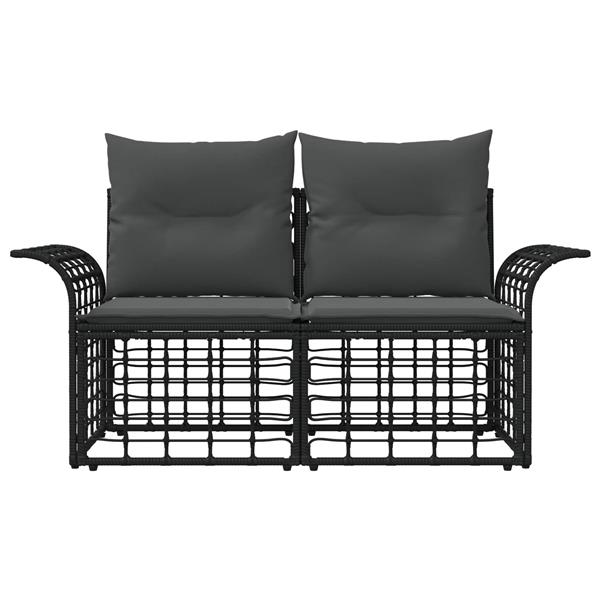 Grote foto vidaxl buiten loveseat 2 pcs zwart en donkergrijs poly rattan tuin en terras tuinmeubelen