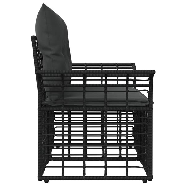 Grote foto vidaxl buiten loveseat 2 pcs zwart en donkergrijs poly rattan tuin en terras tuinmeubelen