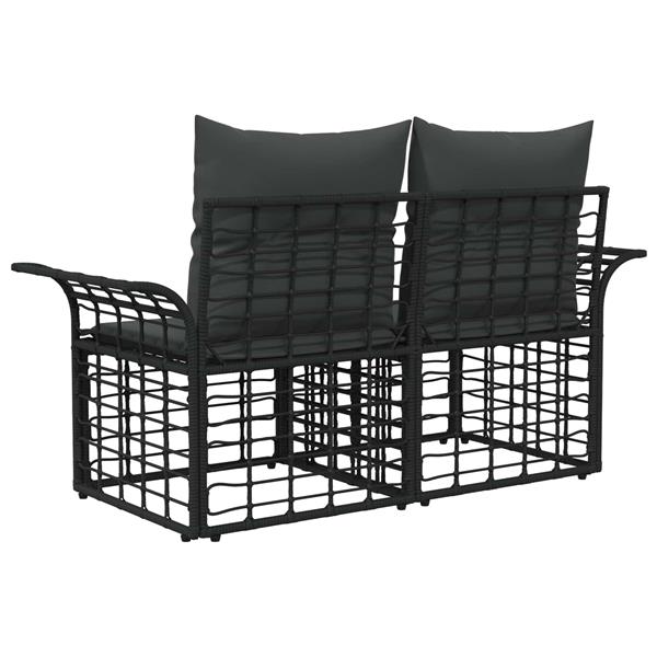 Grote foto vidaxl buiten loveseat 2 pcs zwart en donkergrijs poly rattan tuin en terras tuinmeubelen