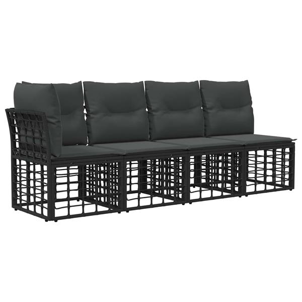 Grote foto vidaxl 4 zits tuin sofa met linker arm 4 pcs zwart poly rattan tuin en terras tuinmeubelen