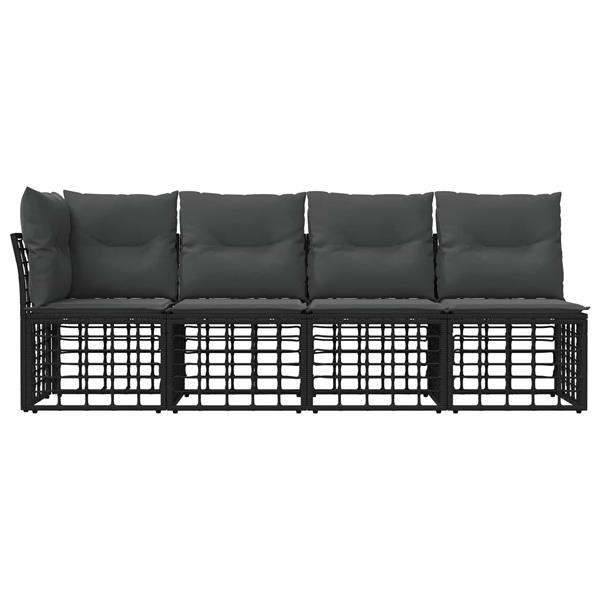 Grote foto vidaxl 4 zits tuin sofa met linker arm 4 pcs zwart poly rattan tuin en terras tuinmeubelen