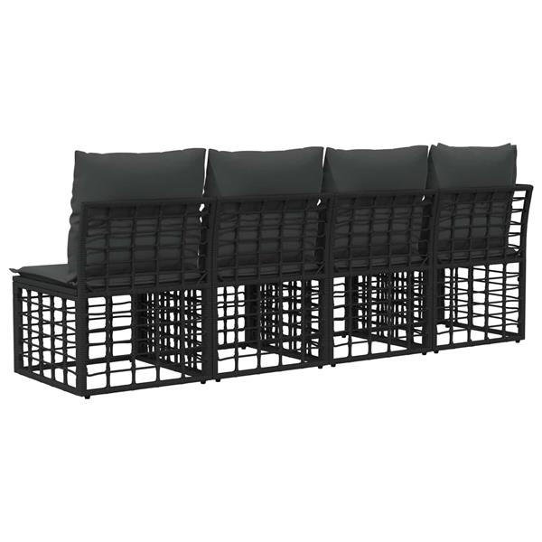 Grote foto vidaxl 4 zits tuin sofa met linker arm 4 pcs zwart poly rattan tuin en terras tuinmeubelen