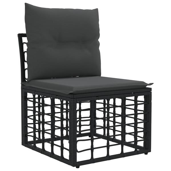 Grote foto vidaxl modulaire outdoor armloze sofa eenheid zwart 62 x 55 x 70 cm tuin en terras tuinmeubelen