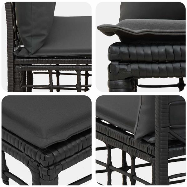 Grote foto vidaxl modulaire outdoor armloze sofa eenheid zwart 62 x 55 x 70 cm tuin en terras tuinmeubelen