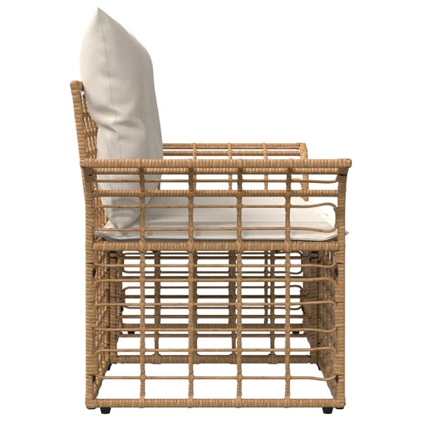 Grote foto vidaxl buiten loveseat 2 pcs natuurlijk en cr me wit poly rattan tuin en terras tuinmeubelen