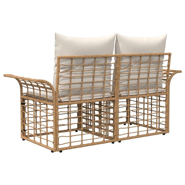 Grote foto vidaxl buiten loveseat 2 pcs natuurlijk en cr me wit poly rattan tuin en terras tuinmeubelen