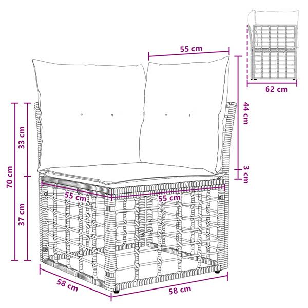 Grote foto vidaxl modulaire outdoor hoek sofa eenheid naturel 62 x 62 x 70 cm tuin en terras tuinmeubelen