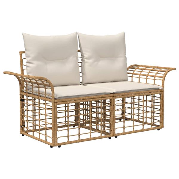 Grote foto vidaxl buiten loveseat 2 pcs natuurlijk en cr me wit poly rattan tuin en terras tuinmeubelen