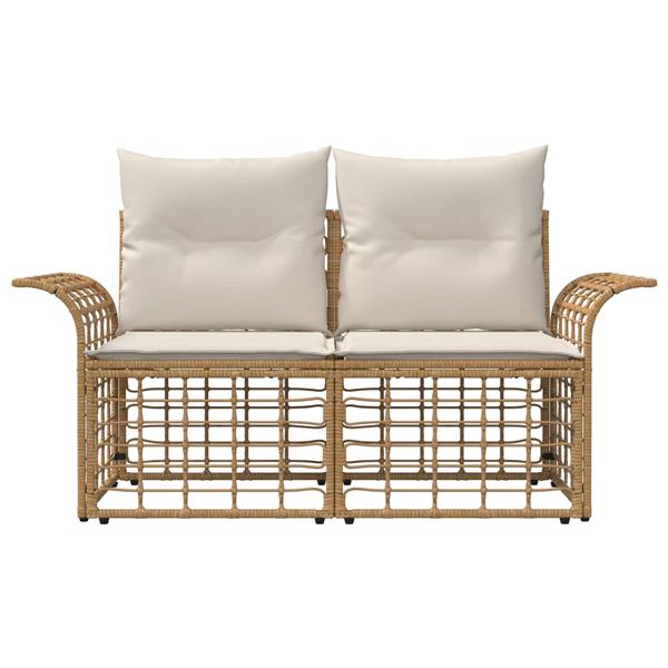 Grote foto vidaxl buiten loveseat 2 pcs natuurlijk en cr me wit poly rattan tuin en terras tuinmeubelen