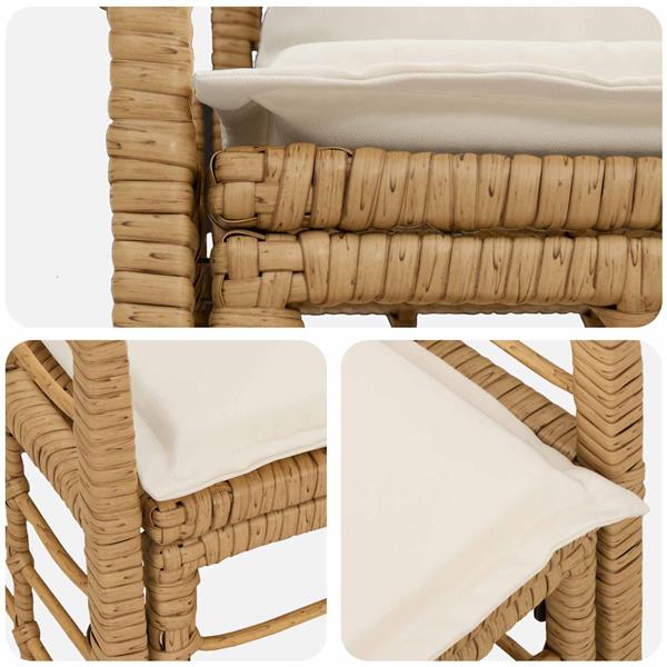 Grote foto vidaxl buiten loveseat 2 pcs natuurlijk en cr me wit poly rattan tuin en terras tuinmeubelen