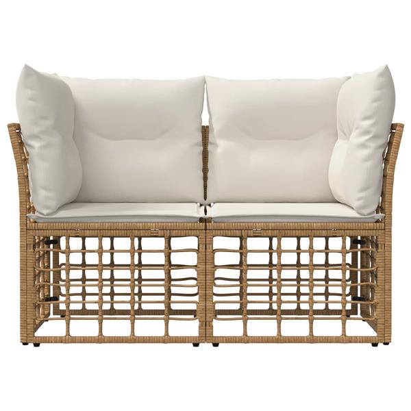 Grote foto vidaxl buiten loveseat 2 pcs natuurlijk en cr me wit poly rattan tuin en terras tuinmeubelen