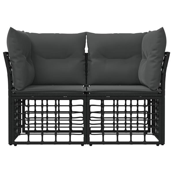 Grote foto vidaxl buiten loveseat 2 pcs zwart en donkergrijs poly rattan tuin en terras tuinmeubelen