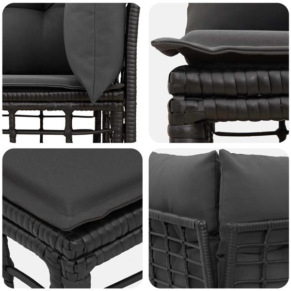 Grote foto vidaxl modulaire outdoor hoek sofa eenheid zwart 62 x 62 x 70 cm tuin en terras tuinmeubelen