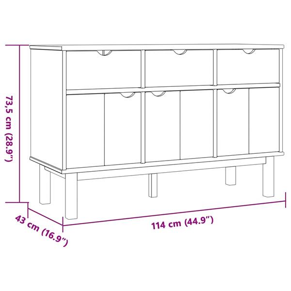 Grote foto vidaxl dressoir otta bruin en zwart 114 x 43 x 73 5 cm huis en inrichting overige