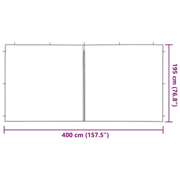 Grote foto vidaxl party tent zijwand 2 pcs lichtgrijs 400 x 195 cm pe en staal tuin en terras overige tuin en terras