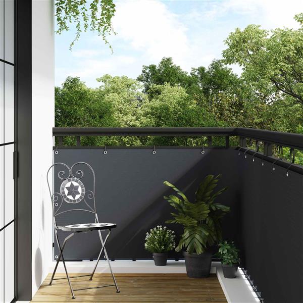 Grote foto vidaxl balkonscherm met oogjes antracietkleurig polyrattan tuin en terras hekken en schuttingen